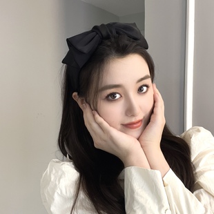 韩版新款网红双层黑色大蝴蝶结发箍宽边高颅顶外出百搭公主头饰女