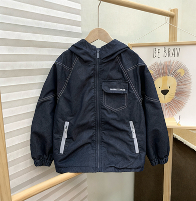 高货MMC专柜正品男女童软牛仔春秋双层连帽休闲中大童自留款外套