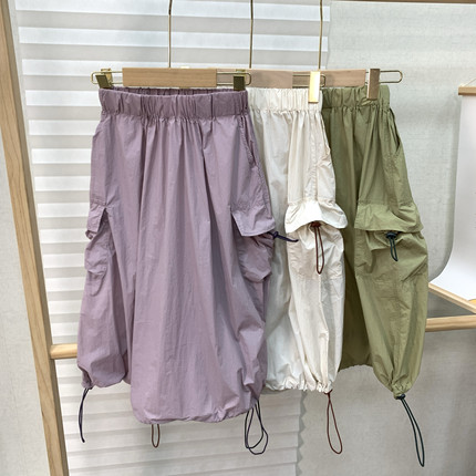 0627女童夏季半身裙儿童工装长裙子超薄轻量化户外山系伞裙亲子装