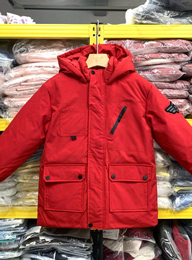 EB专柜正品男童秋冬冲锋衣羽绒服儿童保暖冬装加厚连帽年款外套