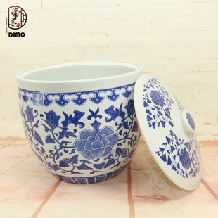 青花瓷米缸陶瓷米缸圆形带盖坛子腌菜坛大口储物罐大号米酒陶瓷缸