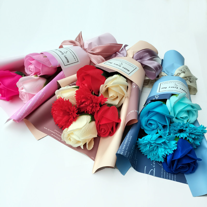 香皂花玫瑰花康乃馨向日葵仿真花教师节情人节混搭花束礼品肥皂花