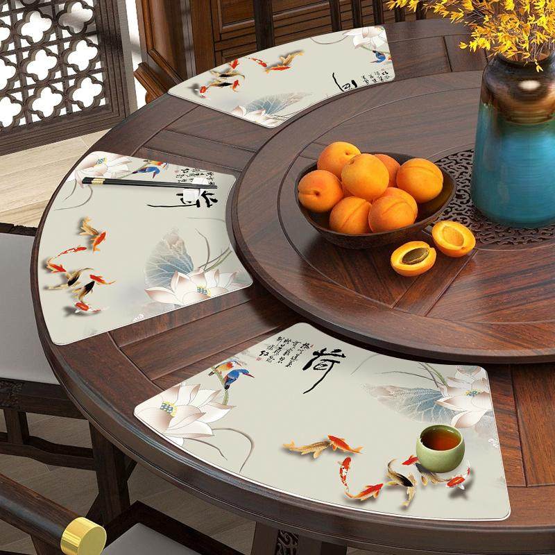 中式餐桌位垫扇形桌垫圆桌餐具垫隔热碗垫轻奢皮革高级感学生餐垫,居家布艺,餐垫,淘宝优惠券,粉丝福利购,淘宝优惠卷