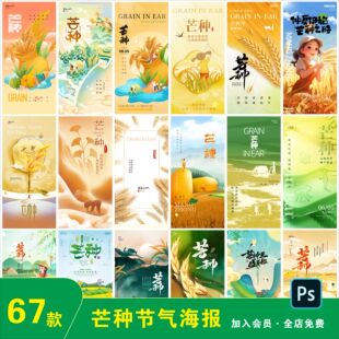 芒种二十四节气朋友圈宣传H5手机推广海报UI设计素材广告PSD