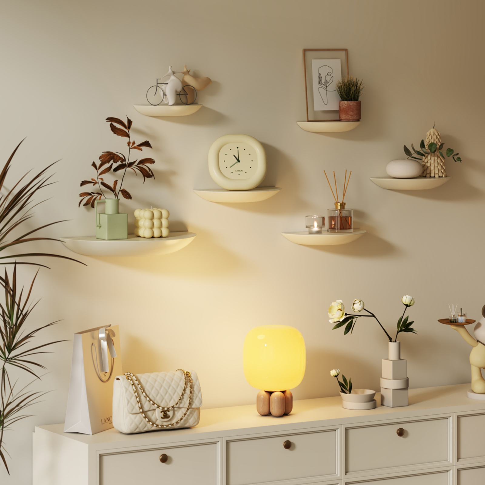 美冉家居墙上置物架实木免打孔