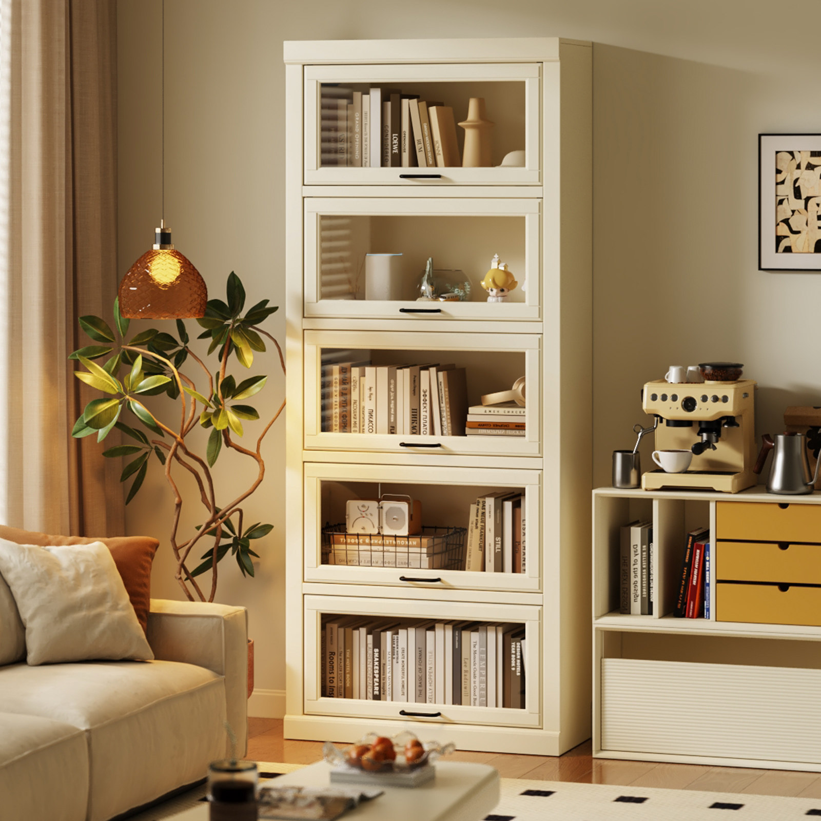 客厅展示柜实木书柜带玻璃门家用陈列柜落地立柜置物透明收纳柜子,住宅家具,书架,淘宝优惠券,粉丝福利购,淘宝优惠卷