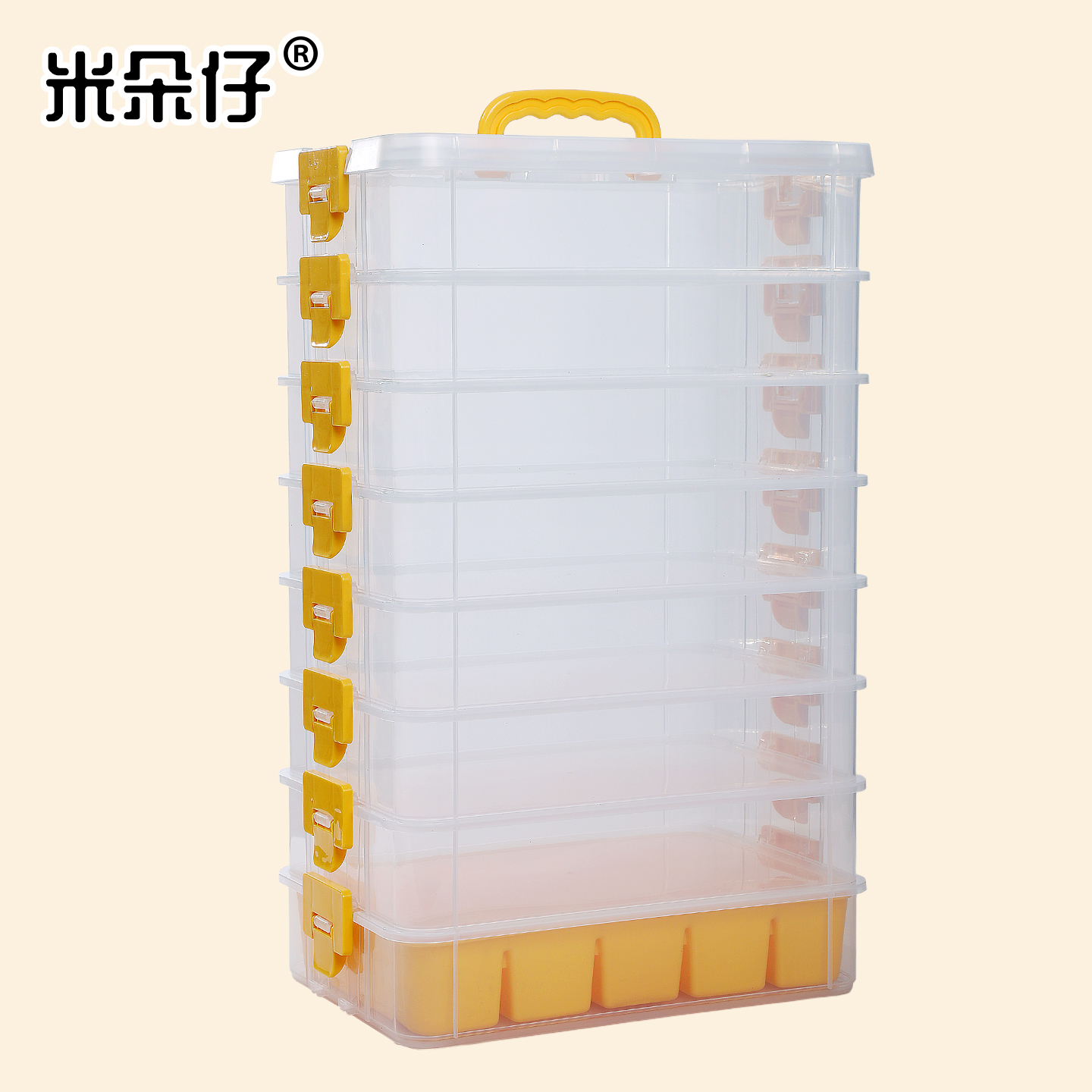 可叠加组合式塑料手提透明收纳箱