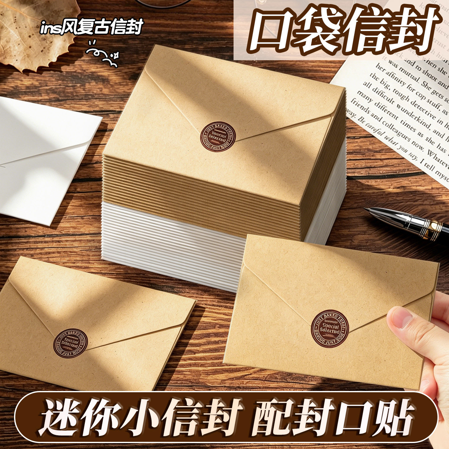 迷你牛皮纸信封小号清新复古文艺贺卡收纳情书简约高级小信封装现金仪式感信纸装钱邀请函卡片专用袋K1