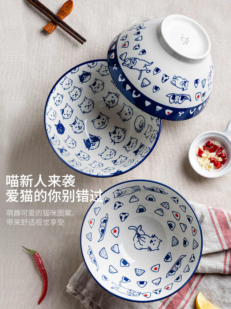 Japanese style household ceramic ramen bowl for modern housewives
