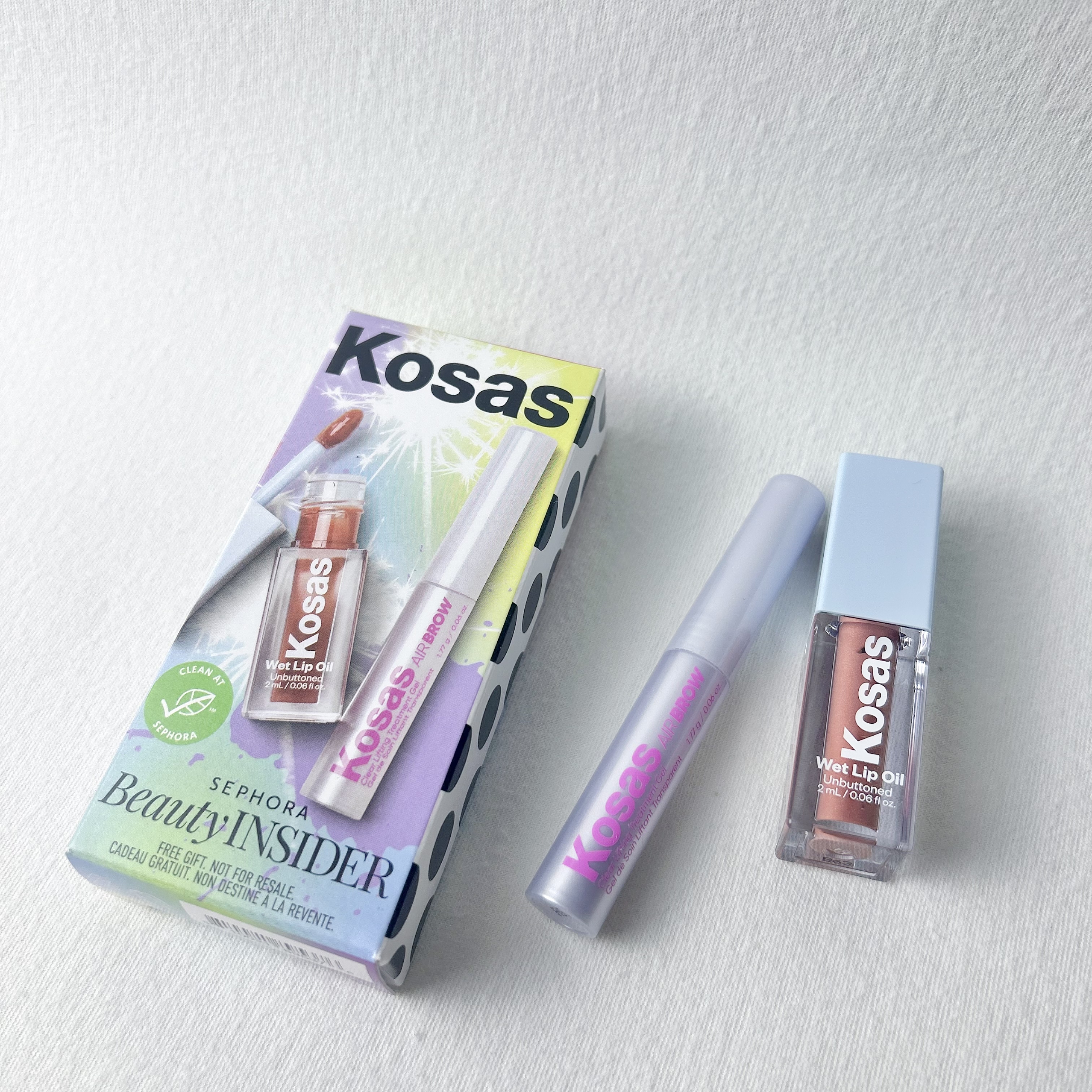 Kosas套装唇油2ml丰盈定型眉胶1.77g小样套装