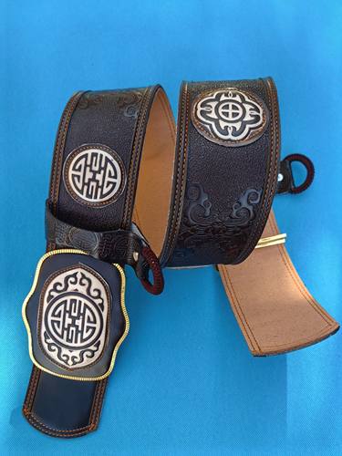 蒙古袍腰带男蒙古元素传统腰带皮带裤腰带纯牛皮复古加宽加长配饰