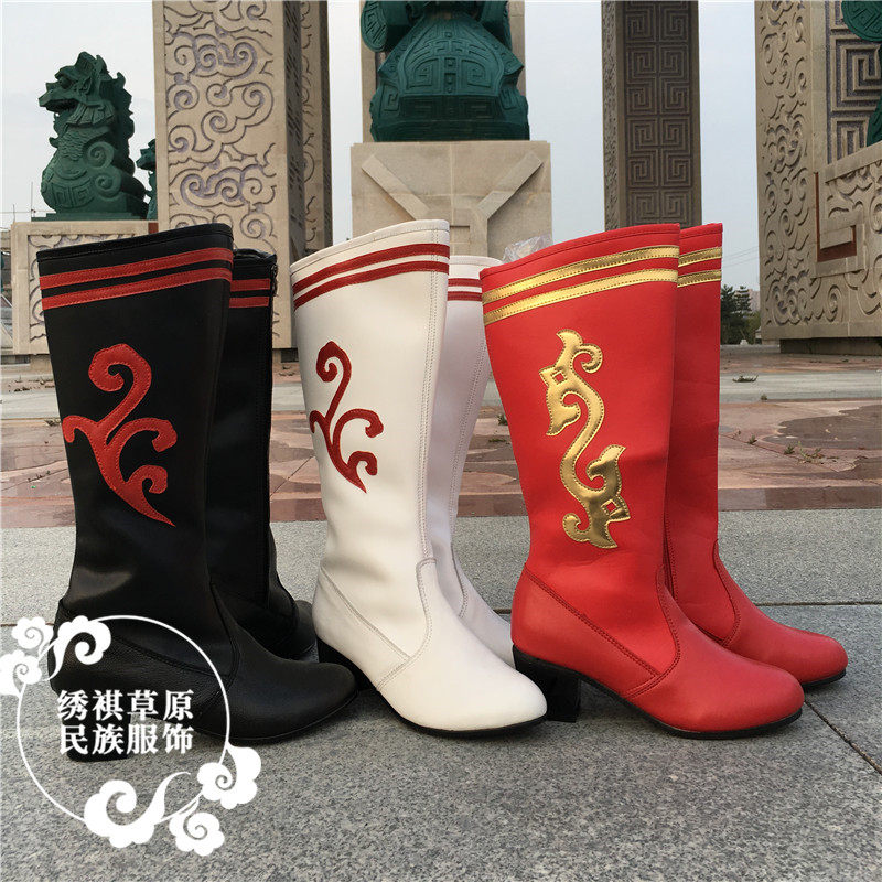 女士蒙古日常民族风牛皮舞蹈靴