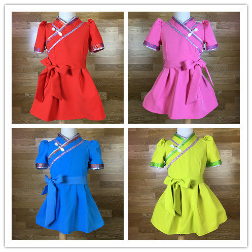 夏季儿童蒙古族服装裙短袖蒙古袍