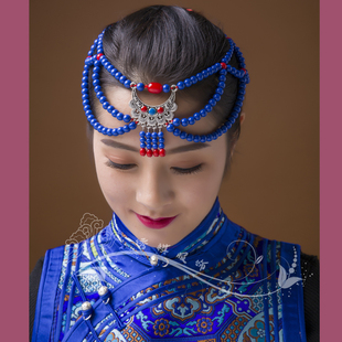 蒙古族头饰女串珠珠手工饰品夏季演出舞蹈蒙古服佩饰蒙族新娘发饰