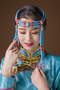 蒙古头饰女　蒙古新娘头饰　民族舞蹈演出头饰流苏款　蒙古服配饰