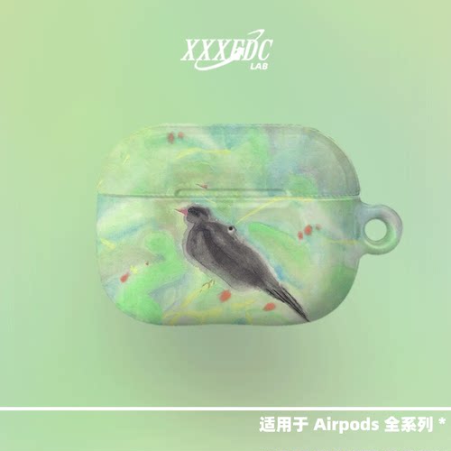 原创小雀油画适用airpods4代苹果无线蓝牙耳机保护套airpods pro2/3代保护壳2代亮面硬壳