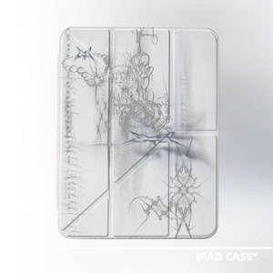 原创小众艺术Y2K暗黑涂鸦适用11代2026款air6ipadpro11寸三折ipad壳防弯亚克力平板壳10.2寸air5mini7带笔槽