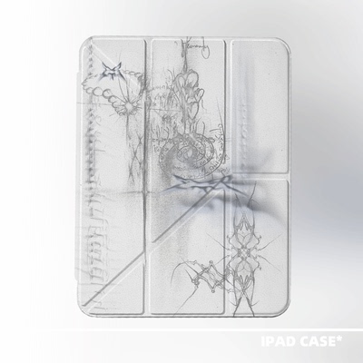 原创小众艺术Y2K暗黑涂鸦适用11代2026款air6ipadpro11寸三折ipad壳防弯亚克力平板壳10.2寸air5mini7带笔槽