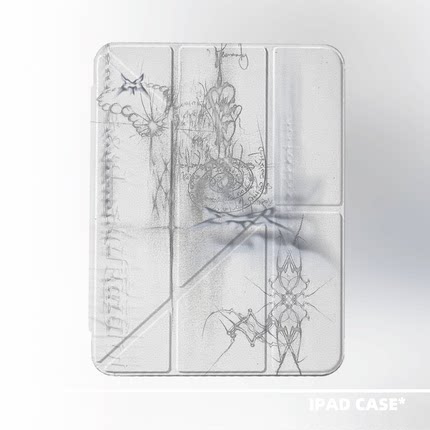 原创小众艺术Y2K暗黑涂鸦适用11代2026款air6ipadpro11寸三折ipad壳防弯亚克力平板壳10.2寸air5mini7带笔槽