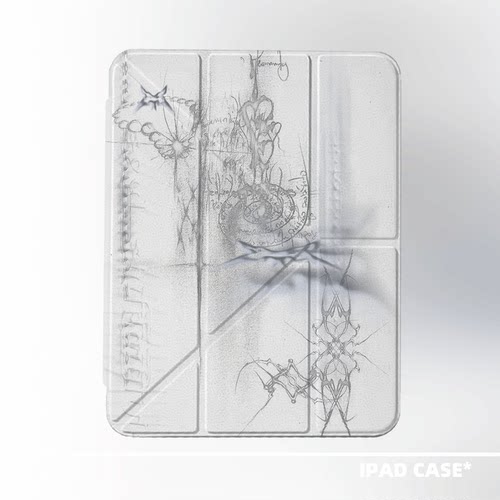 原创小众艺术Y2K暗黑涂鸦适用11代2026款air6ipadpro11寸三折ipad壳防弯亚克力平板壳10.2寸air5mini7带笔槽