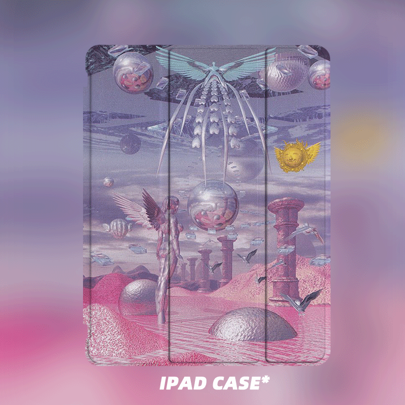 小众赛博星球机器人未来世界适用苹果2022款ipadpro十代11三折ipad保护壳10.2寸pro/air4/5/mini6笔槽