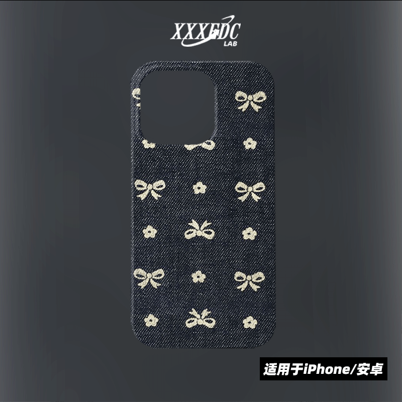 原创小众创意艺术中古蝴蝶结iphone16promax手机壳12/13/15p全包亮面硬壳苹果14pro磨砂软壳适用于华为pura70