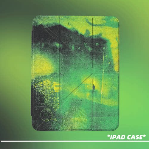 原创氛围感绿夜孤影第11代2026款air8ipadpro11寸三折ipad壳防弯y折亚克力a16平板壳9代10.2寸air7带笔槽