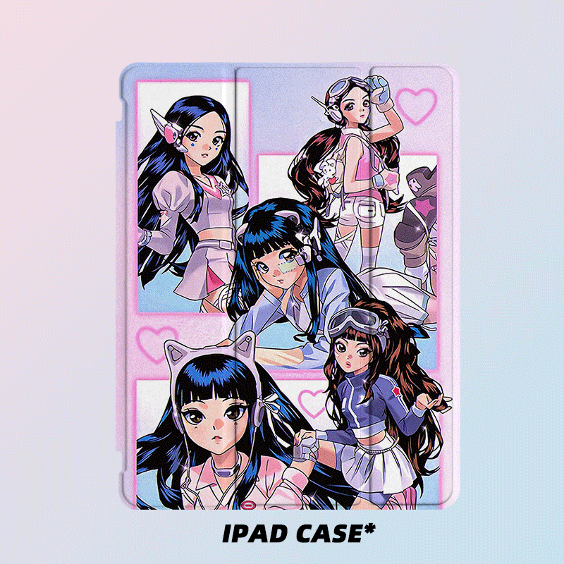 二次元卡通少女iPad保护套