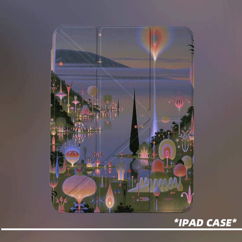 原创氛围感星境花岛第11代2026款air8ipadpro11寸三折ipad壳防弯y折亚克力a16平板壳9代10.2寸air7带笔槽