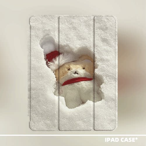 原创小众可爱雪地小熊适用2026款air8ipadpro11寸三折ipad壳防弯亚克力平板壳9代10.2寸air4/5mini6带笔槽