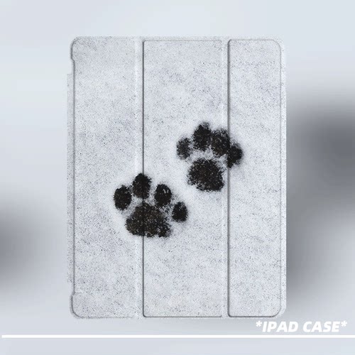 原创小众艺术雪地猫爪子适用11代2025款air7ipadpro三折ipad壳防弯亚克力平板壳9代10.2寸air4/5mini7带笔槽