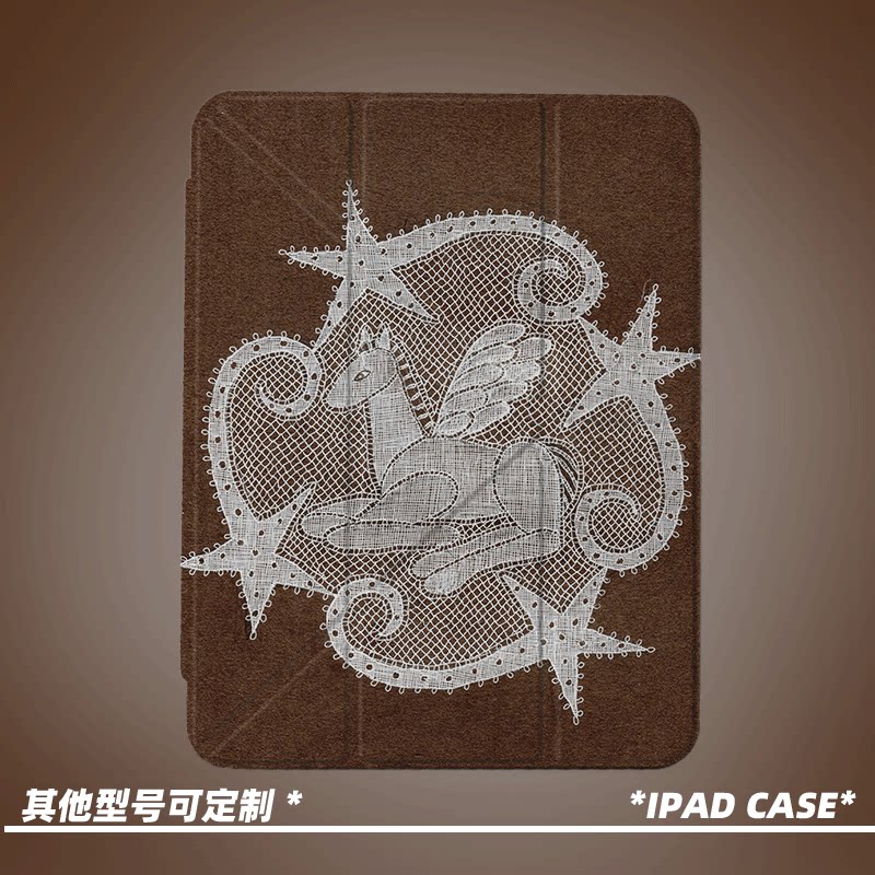 原创小众高级感天使小马第11代2025款air7ipadpro11寸三折ipad壳防弯y折亚克力平板壳9代10.2寸air5带笔槽