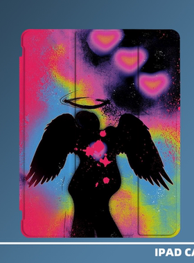 原创小众渐变色彩流动暗黑天使适用于苹果2024款air6ipadpro11寸防弯三折ipad保护壳9代10.2寸air4/5/mini6