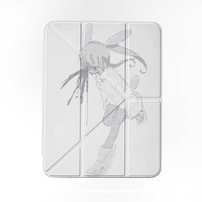原创小众艺术可爱像素卡通适用11代2026款air8ipadpro11三折ipad壳防弯Y折亚克力10.2寸/air4/5/mini6带笔槽