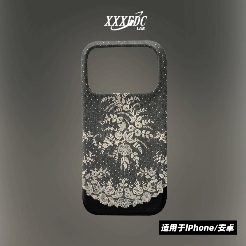 原创艺术蕾丝繁花iphone17promax手机壳磁吸壳16苹果14pro/15p全包亮面硬壳13磨砂软壳适用于华为mate80