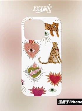 原创小众创意白色中古图案iphone16promax手机壳13/12/15p全包亮面硬壳苹果14pro磨砂软壳适用于华为pura70