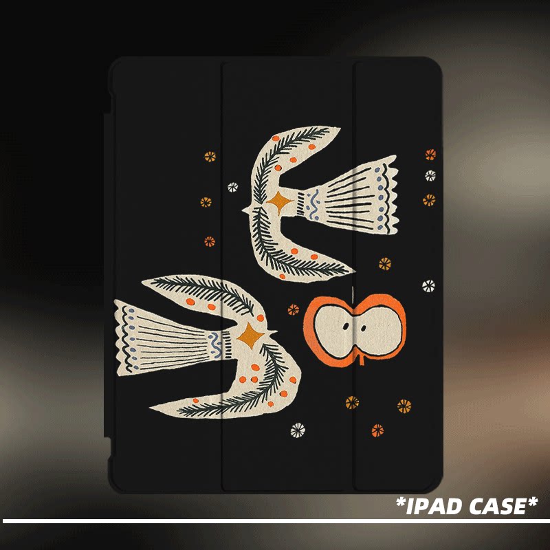 原创小众艺术卡通鸽子适用11代2025款air7ipadpro11三折ipad壳防弯亚克力平板壳9代10.2寸air4/5mini7带笔槽
