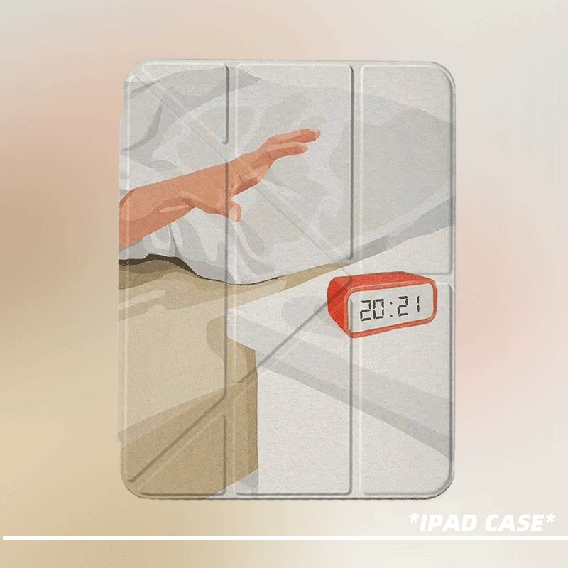 原创氛围感赖床时刻第11代2026款air8ipadpro11寸三折ipad壳防弯y折亚克力a16平板壳9代10.2寸air7带笔槽