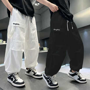 男童夏季白色裤子2026新款男孩时髦休闲裤男大童防蚊裤儿童运动裤