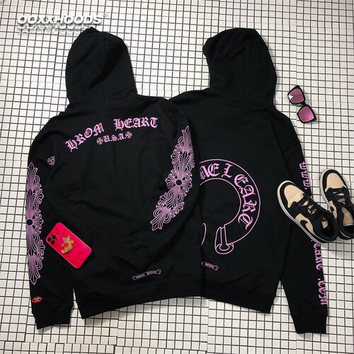 很酷cool暗夜紫色刺绣嘴唇马蹄十字架潮卫衣哥特字连帽衫男女外套