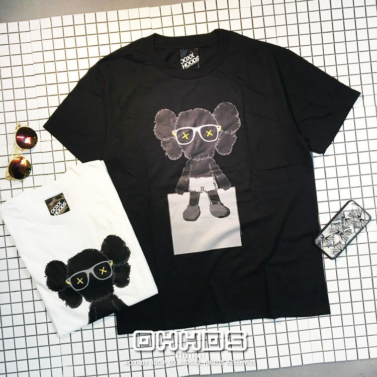 包邮 ins可爱搞怪cute美日潮流眼睛X布偶眼镜娃娃印花纯棉短袖T恤