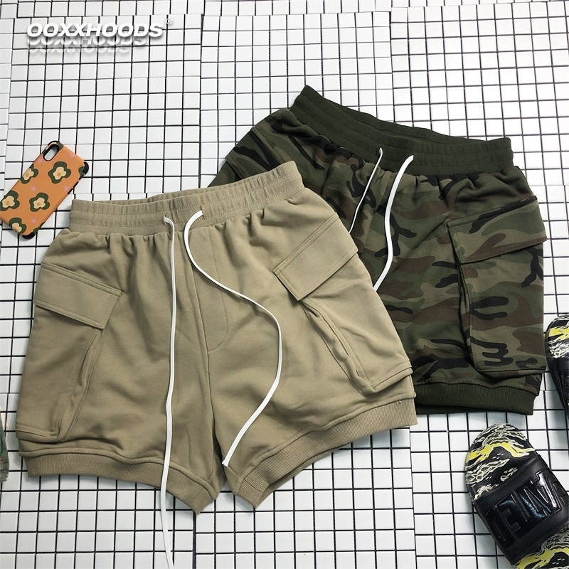 FOG椰子粉吊绳高街口袋卡其色军绿迷彩纯棉弹力五分裤子男女宽松