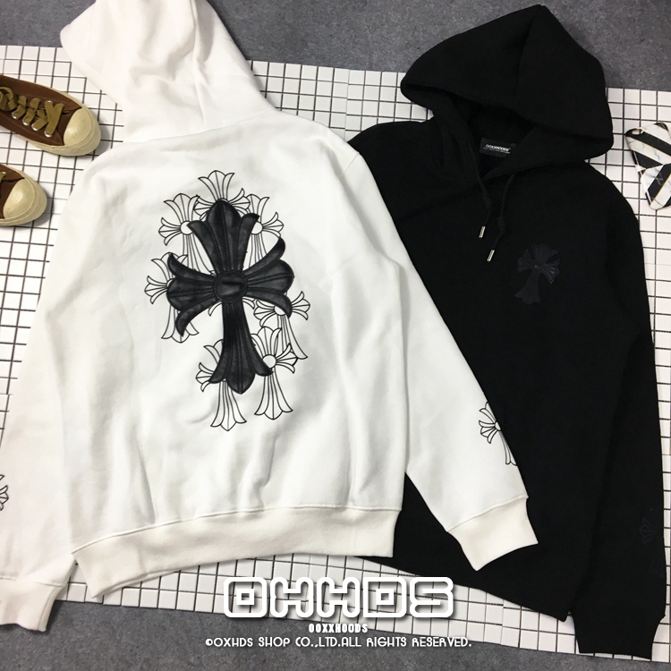 包邮欧美潮流ins风皮质加绒卫衣