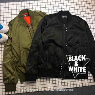 包邮23新立体金属铆钉原创简约文艺百搭男款女穿棒球夹克外套薄款