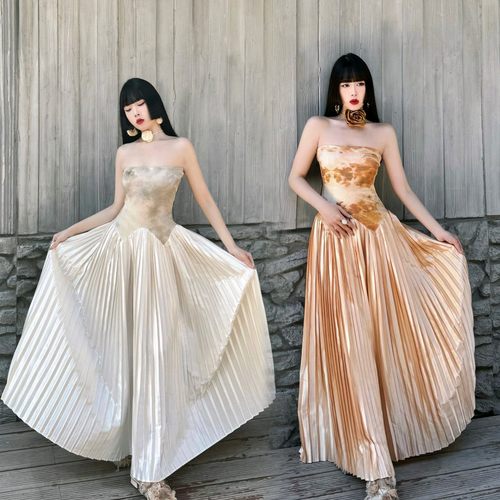 pengtai上海高级定制抹胸连衣裙