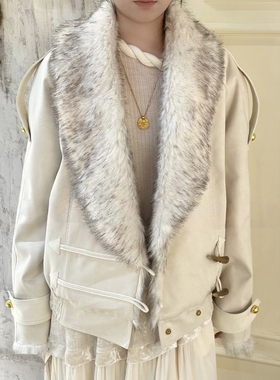 EVAN【正确版●蔡文静同款】皮毛一体冬季高级感加厚短款夹克外套