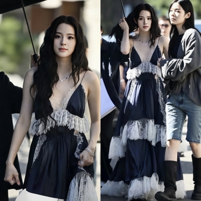 EVAN亿万【对版●高定重工】欧阳娜娜同款度假裙蕾丝不规则吊带裙