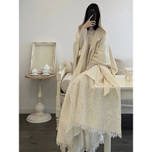 EVAN亿万【正版ycbt白女巫】新中式蕾丝呢子斗篷披肩收腰外套大衣