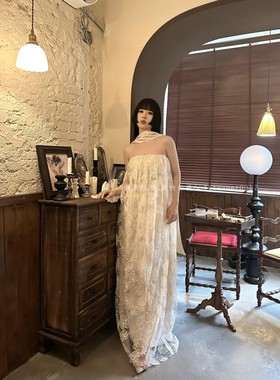 【正版现货 | 独家款】frej*a重工蕾丝刺绣礼服度假晨袍抹胸长裙