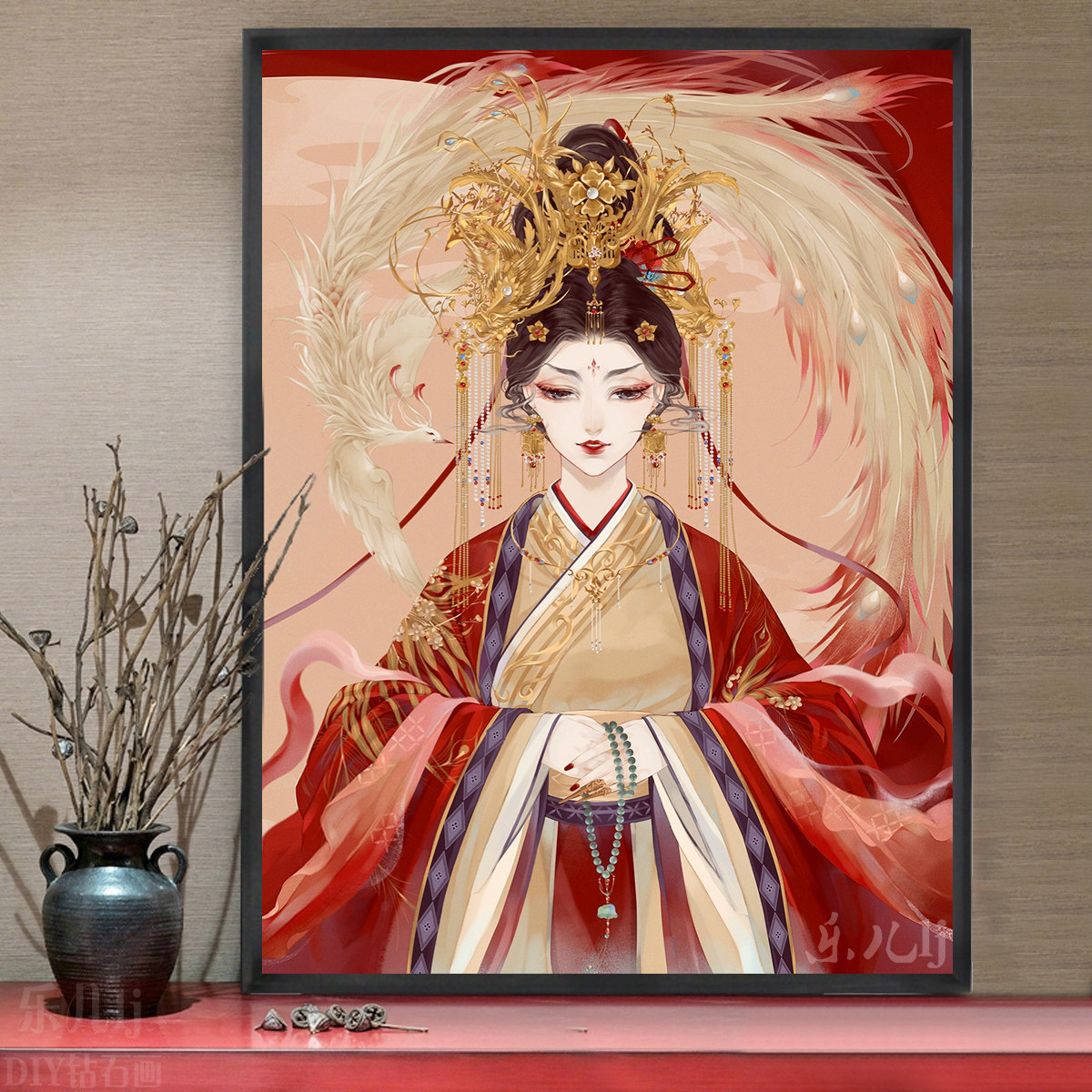 凤临天下 古风人物十字绣手工线绣客厅贴钻小件简单美女DIY钻石画